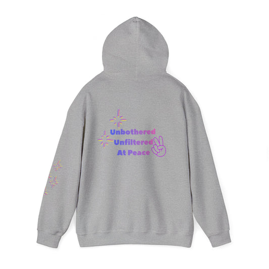 Unbothered Unfiltered At Peace Hoodie — Anti Social Media Graphic