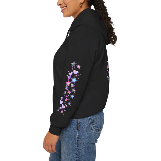Strong Bold Brave Hoodie — Cute Inspirational Heart & Star Graphic on Back & Sleeve
