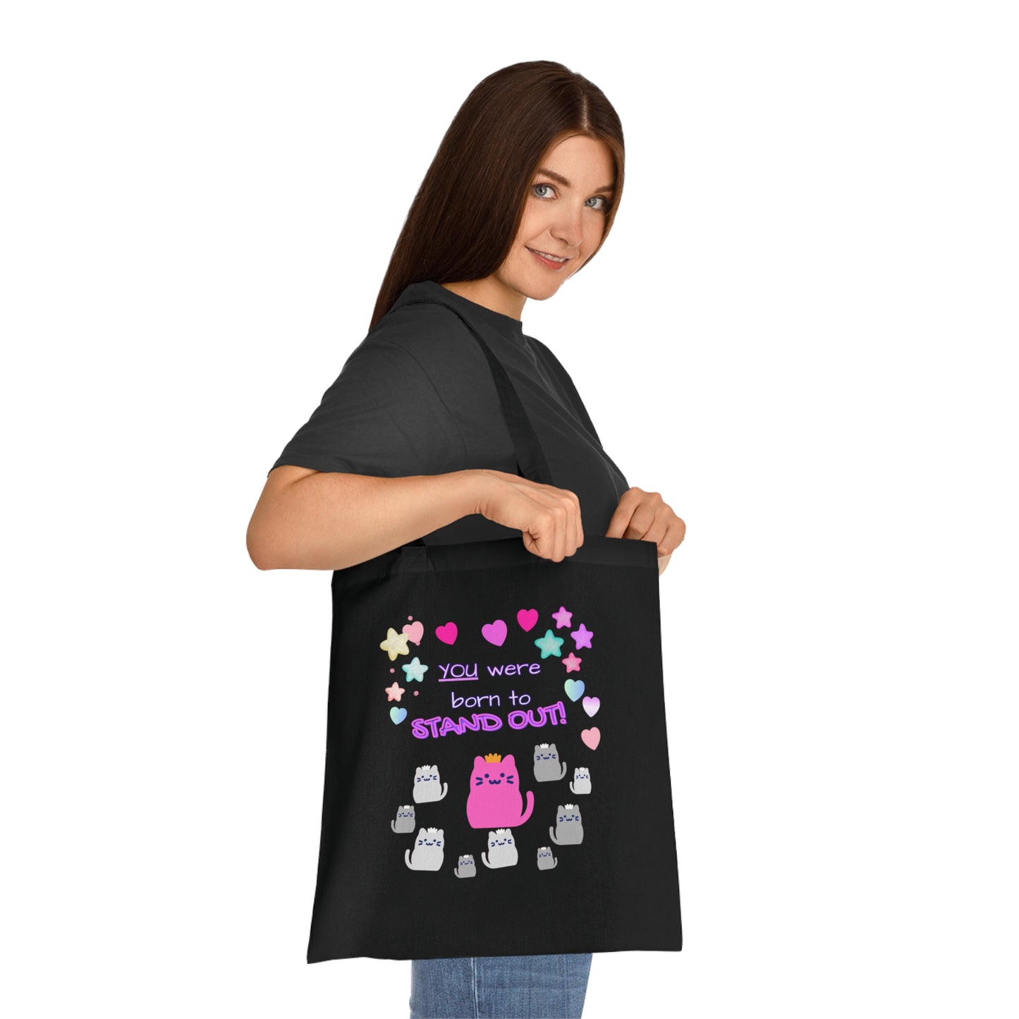 You Were Born to Stand Out — Cute Cat Cotton Tote Bag