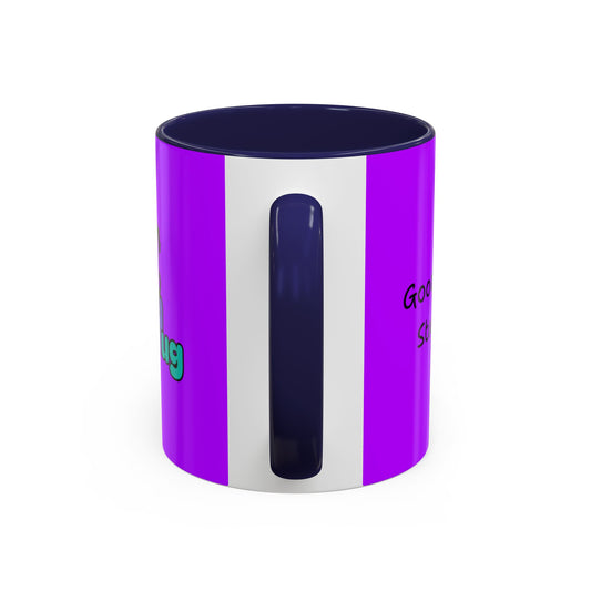 'Good Morning Starshine' Neon Cheerful Coffee Mug by PositiveHug - Purple exterior