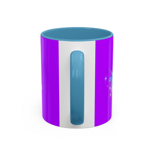 Good Morning Starshine - Neon Cheerful Coffee Mug by PositiveHug - Purple exterior
