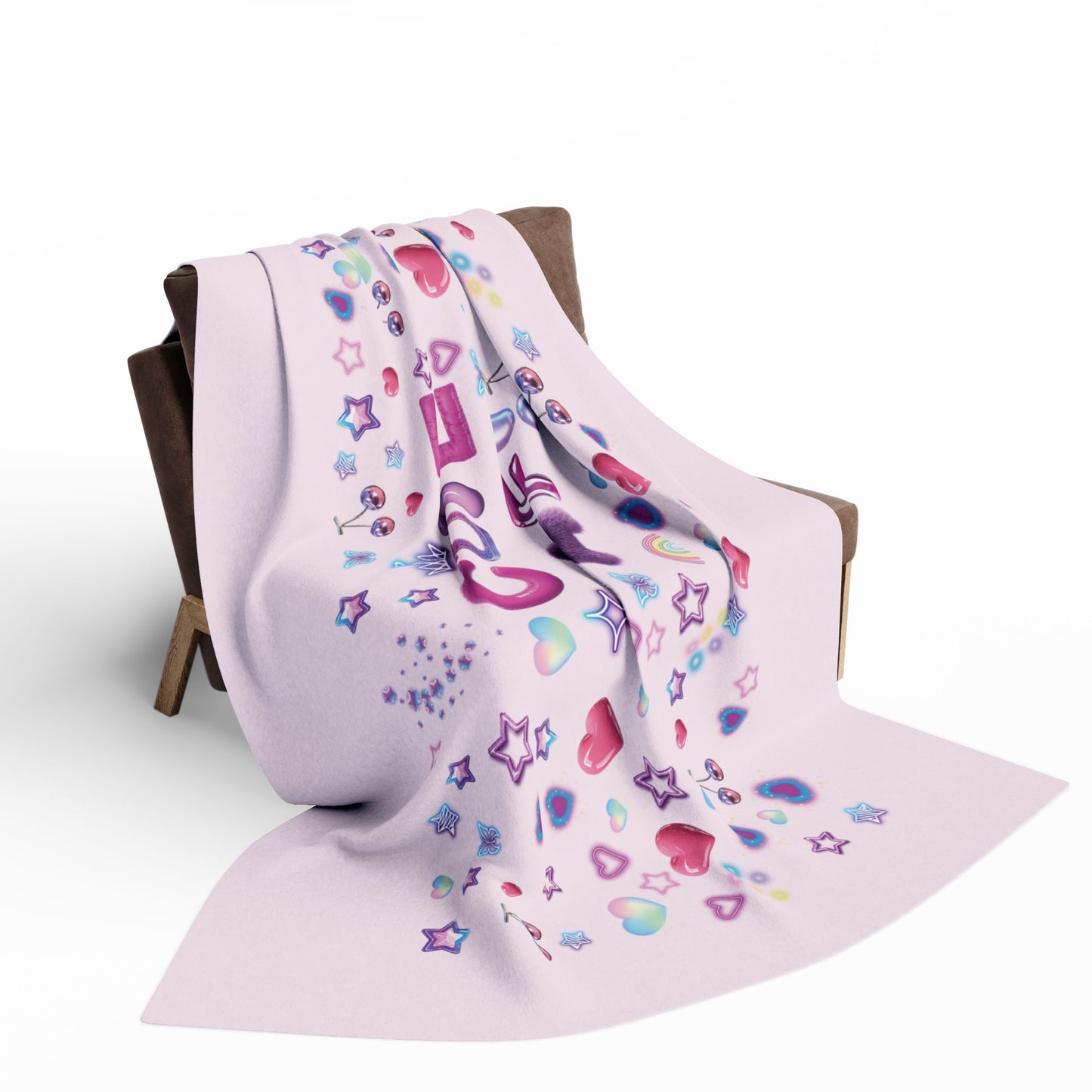 Cute AF Pink Plush Fleece Blanket — Heart & Star Cosy Cute Throw | PositiveHug