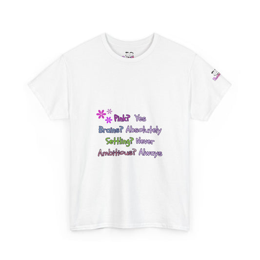 Women's Empowerment Slogan T-Shirt — "Pink? Yes. Brains? Absolutely." | PositiveHug