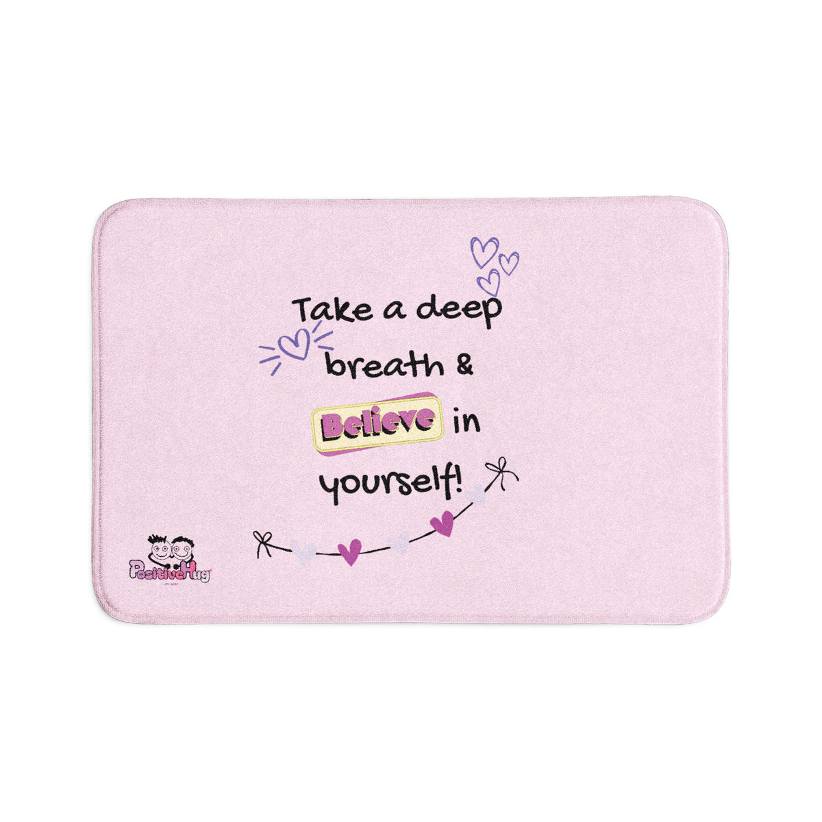 Cute Self-Care 3-Piece Pink Believe in Yourself Bath Mat Set | PositiveHug
