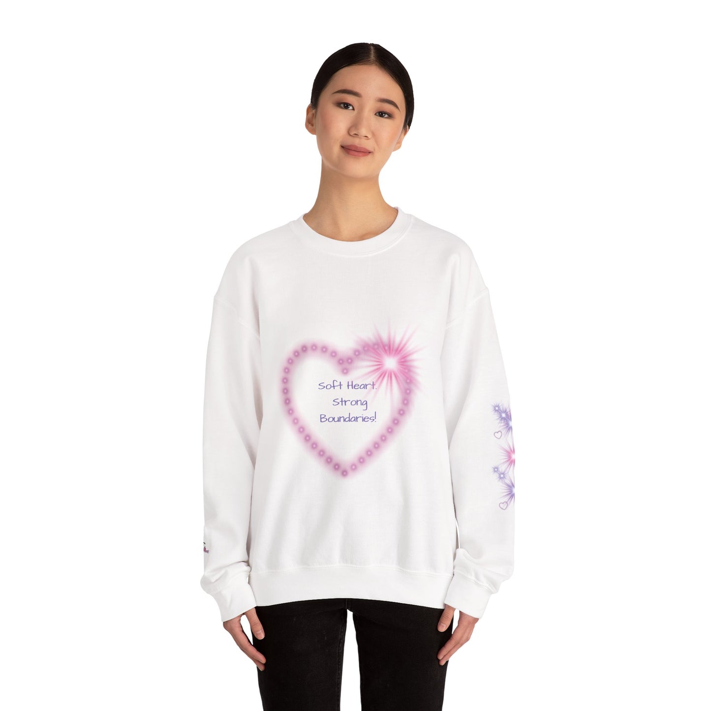 Heart Neon Crewneck Sweatshirt — “Soft Heart Strong Boundaries” Cosy Graphic Sweatshirt