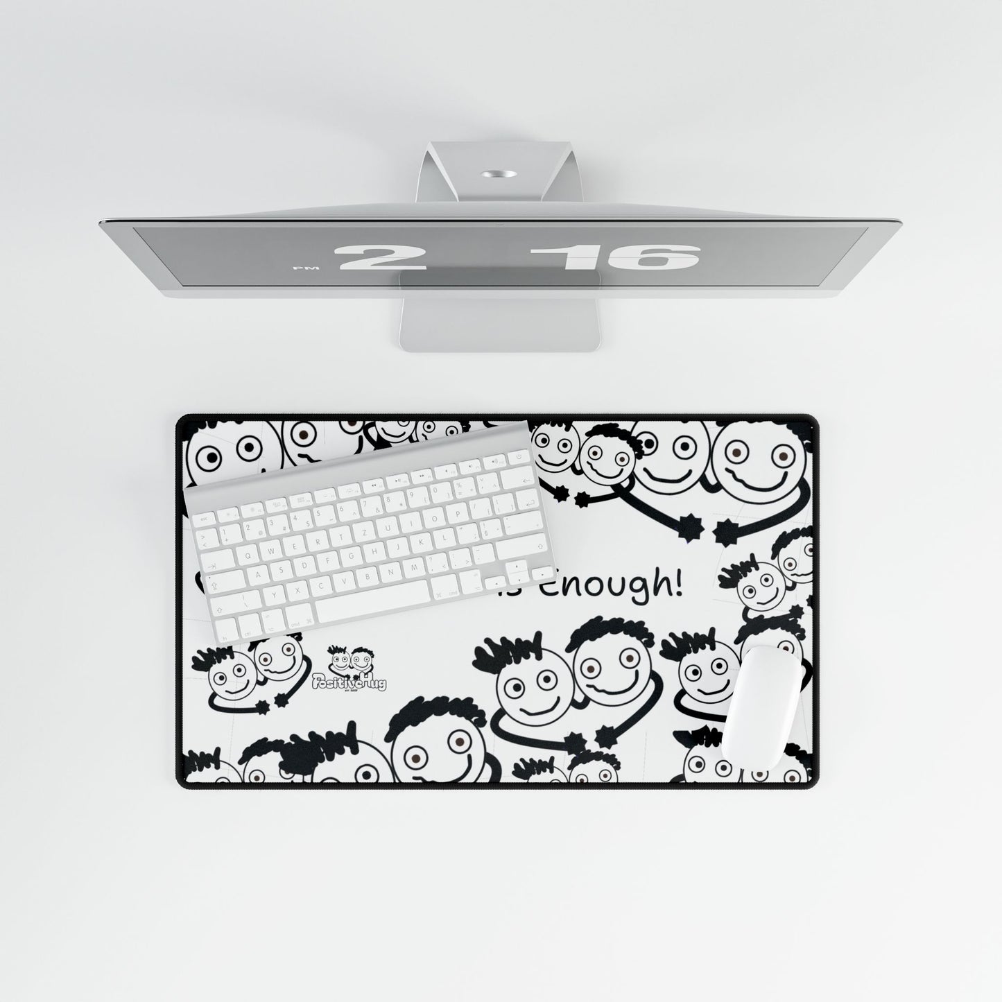 'Your Best is Enough!' Desk Mat by PositiveHug - All Over Logo Design - Fun Office Decor Unique Gift Idea