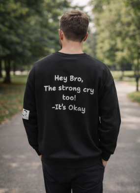 'Hey Bro, The strong cry too! It's Okay x' Crewneck Sweatshirt by PositiveHug
