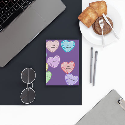 Self-Love Affirmation Candy Hearts Hardback Notebook | PositiveHug