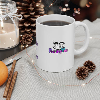 11oz White Mug — Inspirational Bold Text Design ("Pink? Yes. Brains? Absolutely.")