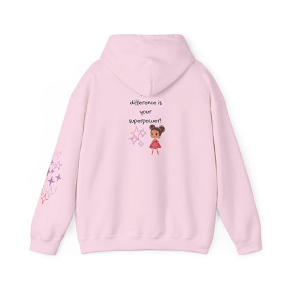 Your Difference Is Your Superpower -  Female Empowerment Graphic Hoodie - Graphic Back