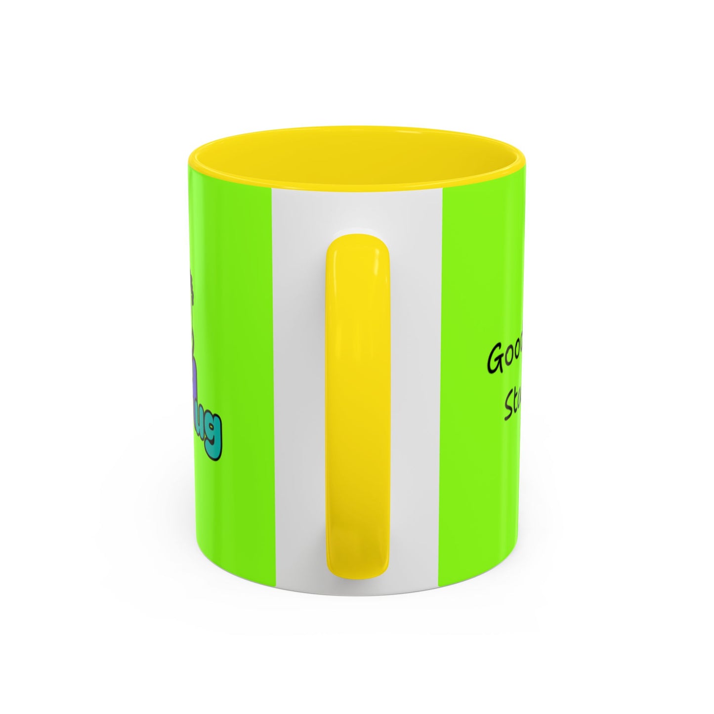 'Good Morning Starshine' Neon Cheerful Coffee Mug by PositiveHug - Green exterior