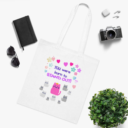 You Were Born to Stand Out — Cute Cat Cotton Tote Bag