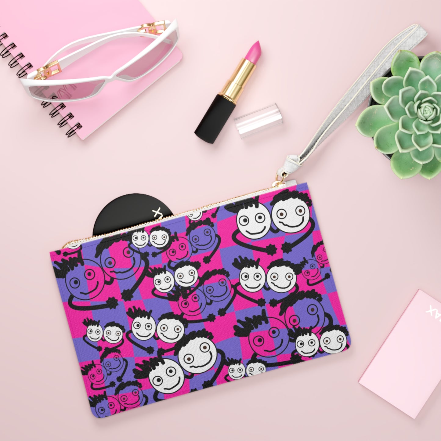 90's  Neon Clutch Bag by PositiveHug -Pink & Purple