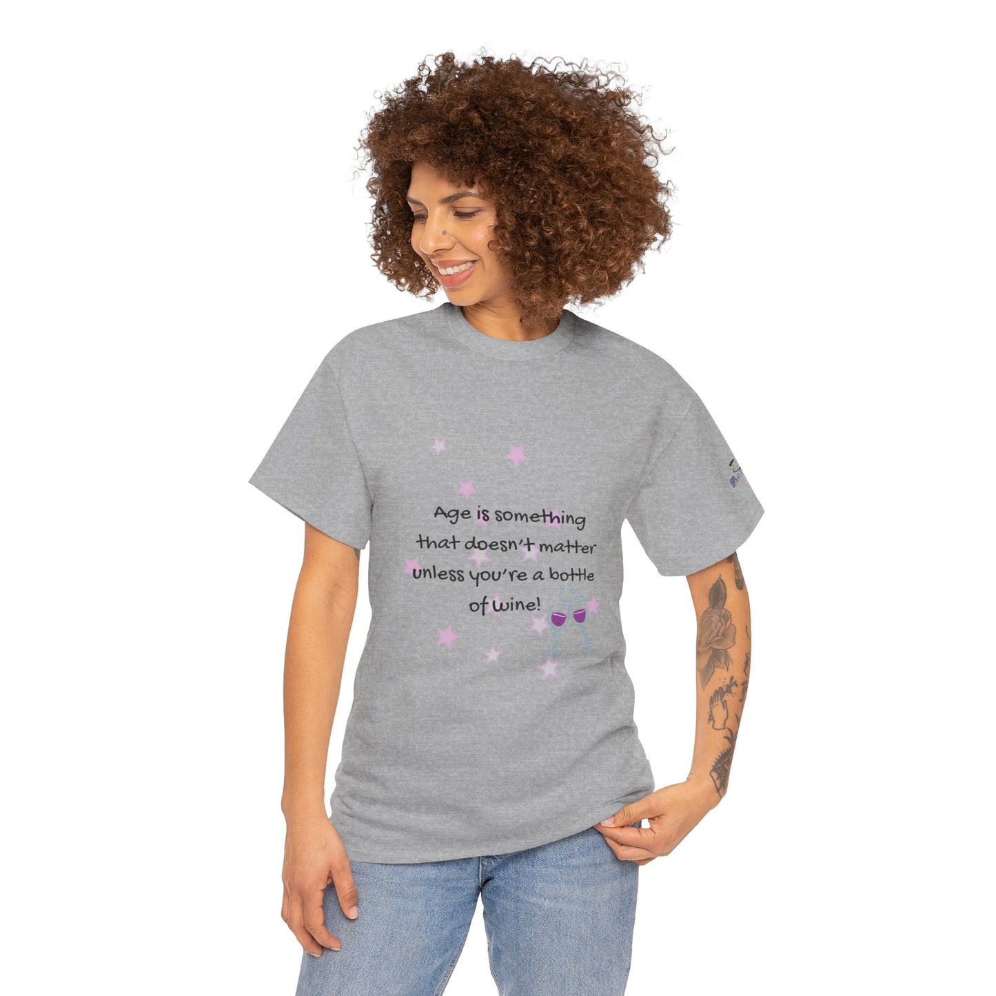 Age Doesn't Matter Unless You're a Bottle of Wine - Heart & Wine Graphic T-shirt