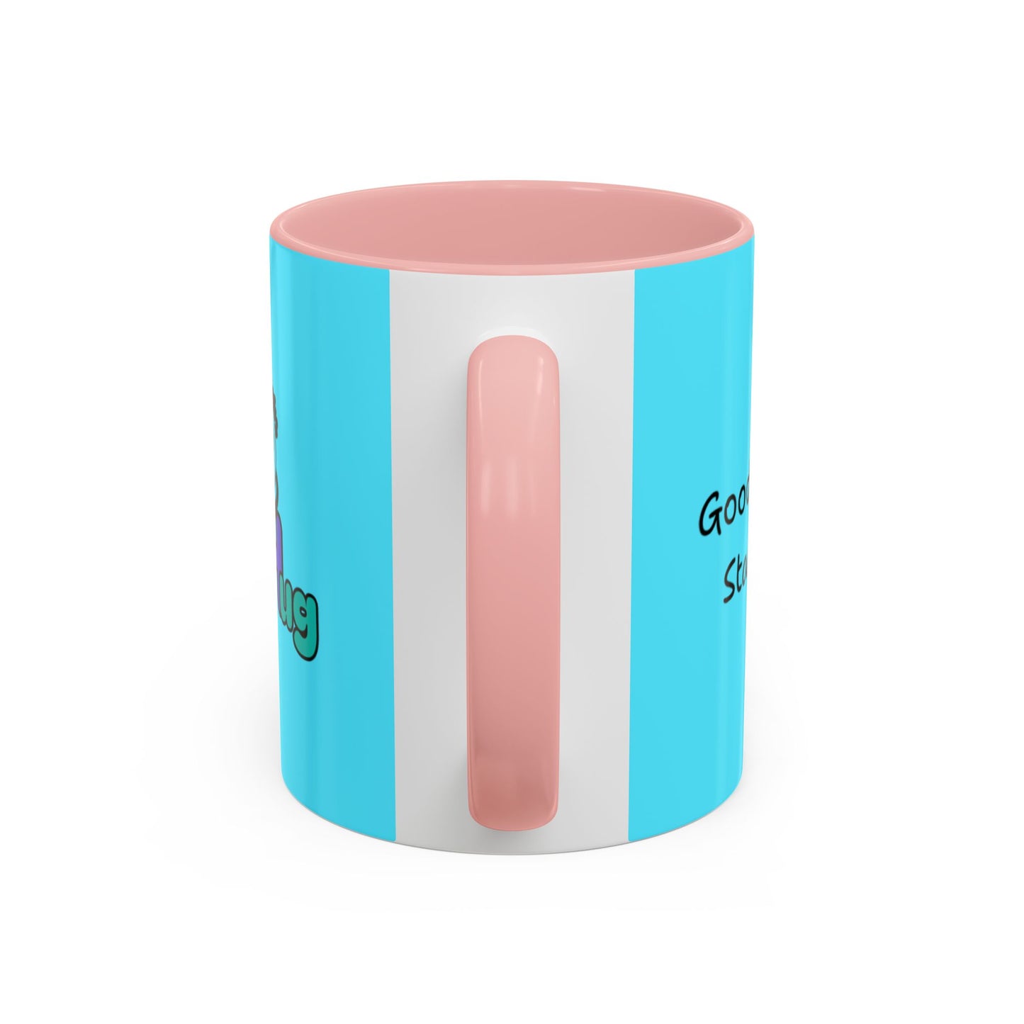 'Good Morning Starshine' Neon Cheerful Coffee Mug by PositiveHug - Turquoise exterior