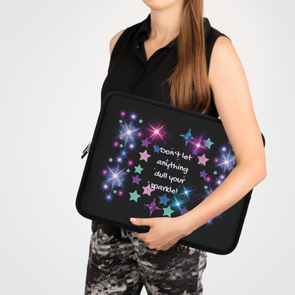Sparkle Stars Laptop Sleeve — "Don't let anything dull your sparkle!" Inspirational Glitter Tech Case