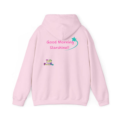 'Good Morning Starshine' Unisex Hooded Sweatshirt by PositiveHug - Design on back