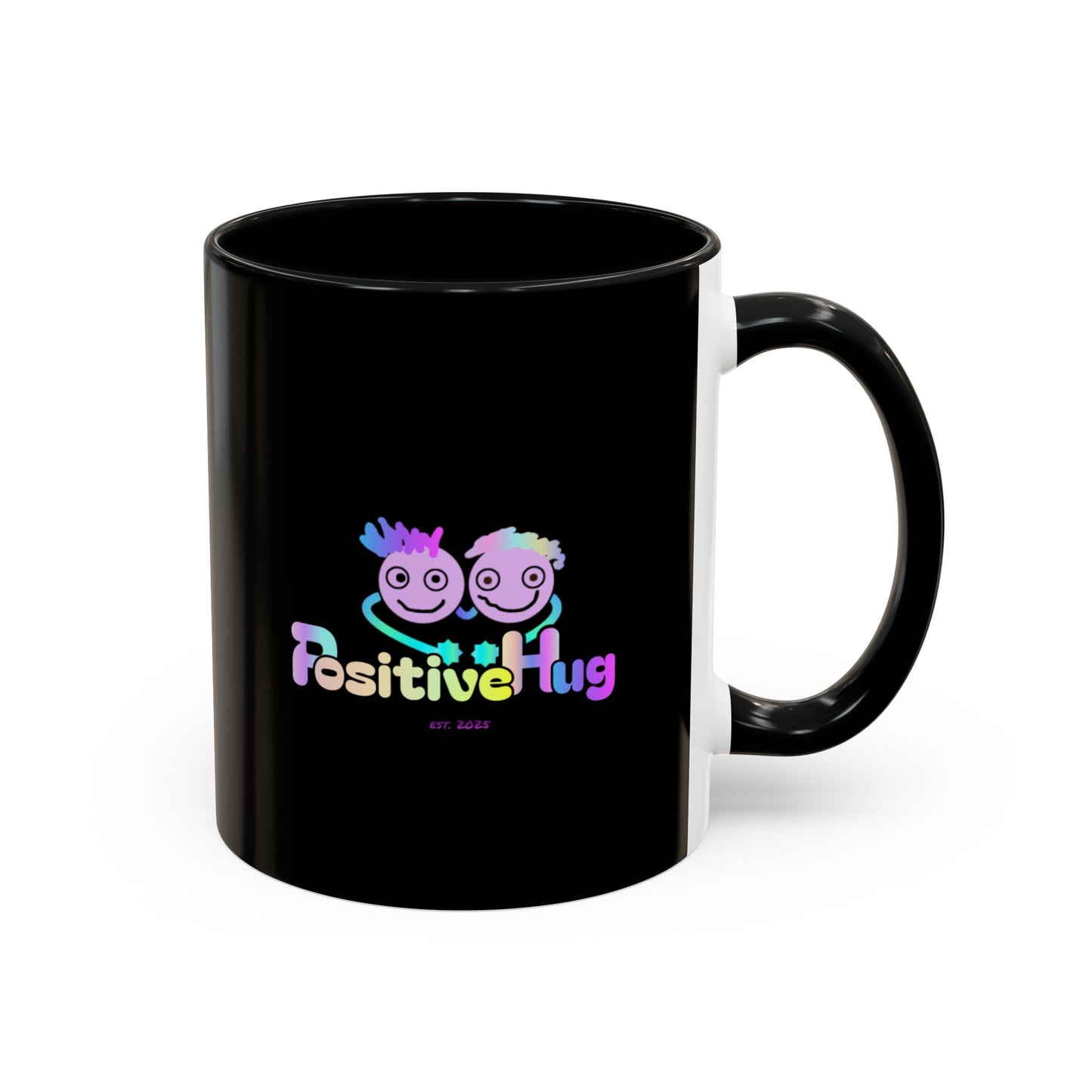 Bright Positivity Good Morning Starshine Neon Cheerful Coffee Mug by PositiveHug - Black exterior