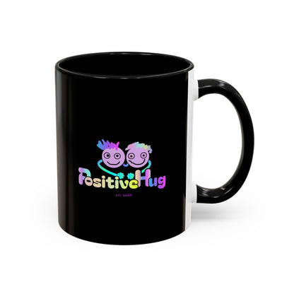 Bright Positivity Good Morning Starshine Neon Cheerful Coffee Mug by PositiveHug - Black exterior