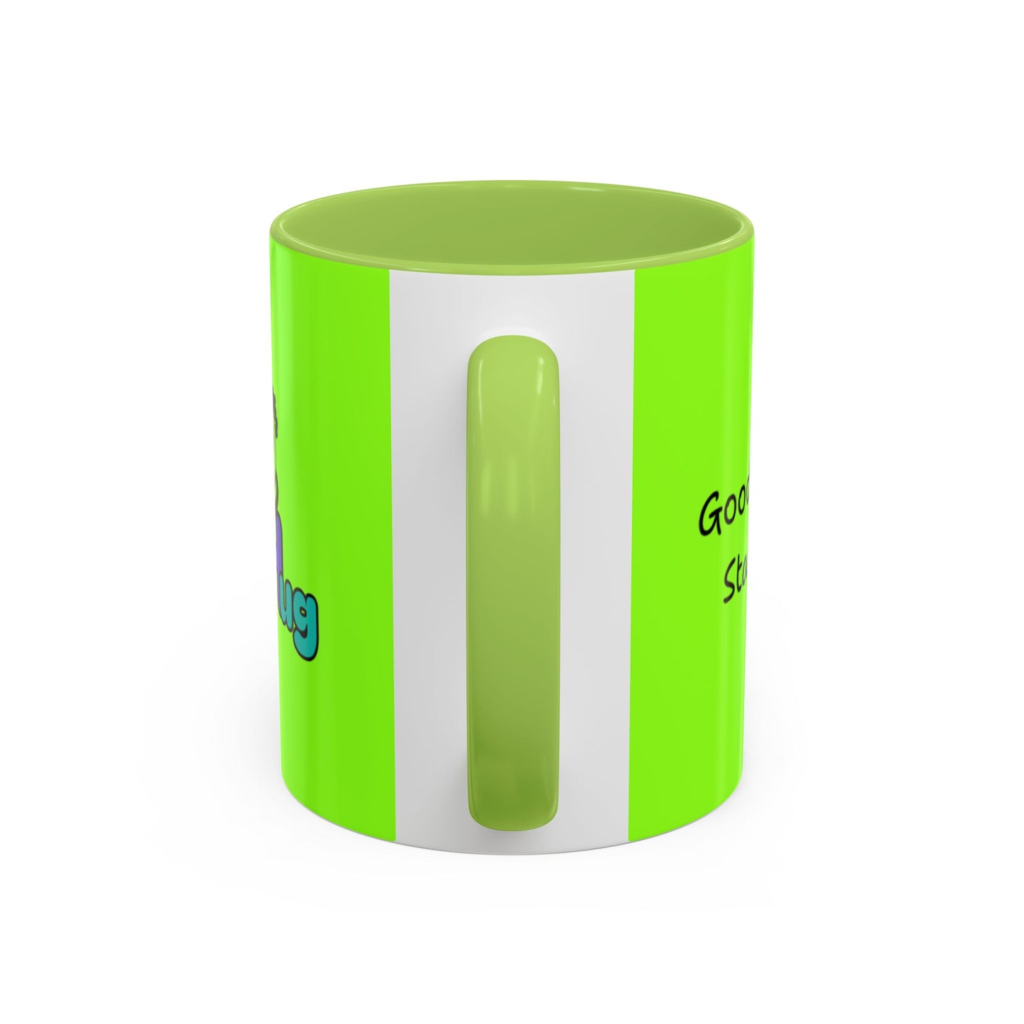 'Good Morning Starshine' Neon Cheerful Coffee Mug by PositiveHug - Green exterior