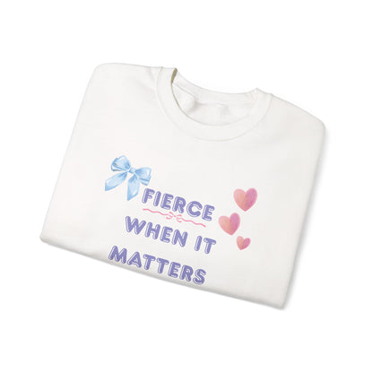"Fierce When It Matters, Gentle When It Counts" Cute Pastel Coquette Sweatshirt | PositiveHug