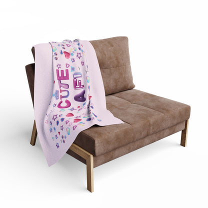 Cute AF Pink Plush Fleece Blanket — Heart & Star Cosy Cute Throw | PositiveHug