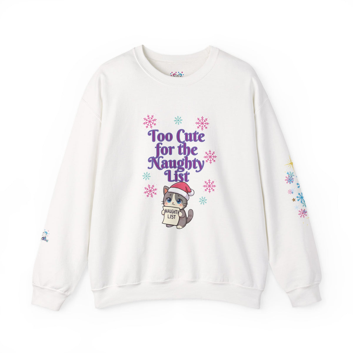 Christmas Cat Sweatshirt, Too Cute for the Naughty List | PositiveHug