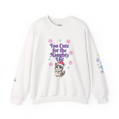 Christmas Cat Sweatshirt, Too Cute for the Naughty List | PositiveHug