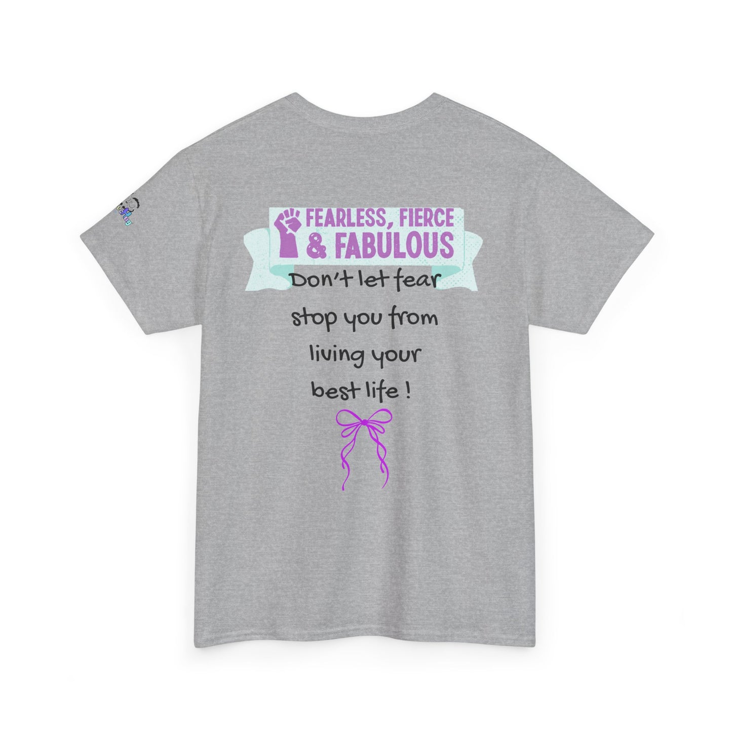"Don't Let Fear Stop You From Living Your Best Life" Women's Motivational T-Shirt — Cute Bow Graphic | PositiveHug