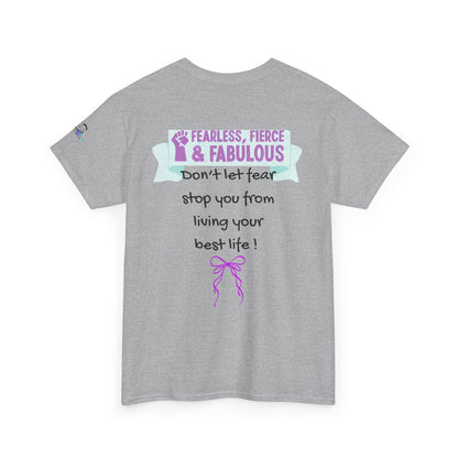 "Don't Let Fear Stop You From Living Your Best Life" Women's Motivational T-Shirt — Cute Bow Graphic | PositiveHug