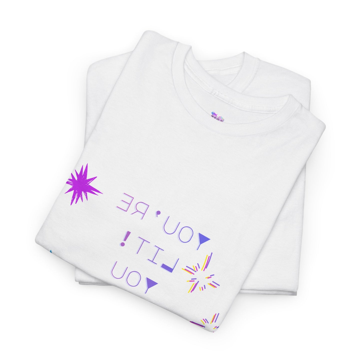 Self-Love Reverse Mirror Print Graphic Tee  “You’re Lit! You Slay! What More Can I Say?” Fun Bright Star Design