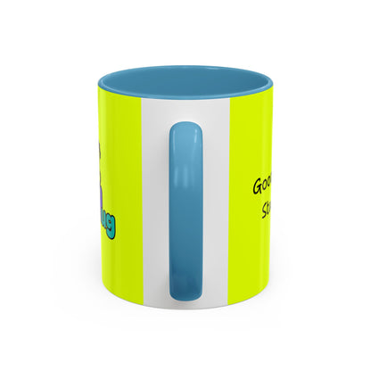 'Good Morning Starshine' Neon Cheerful Coffee Mug by PositiveHug - Yellow exterior