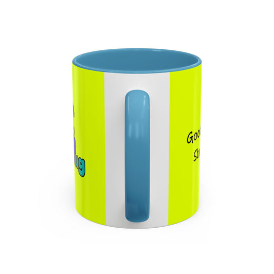 'Good Morning Starshine' Neon Cheerful Coffee Mug by PositiveHug - Yellow exterior
