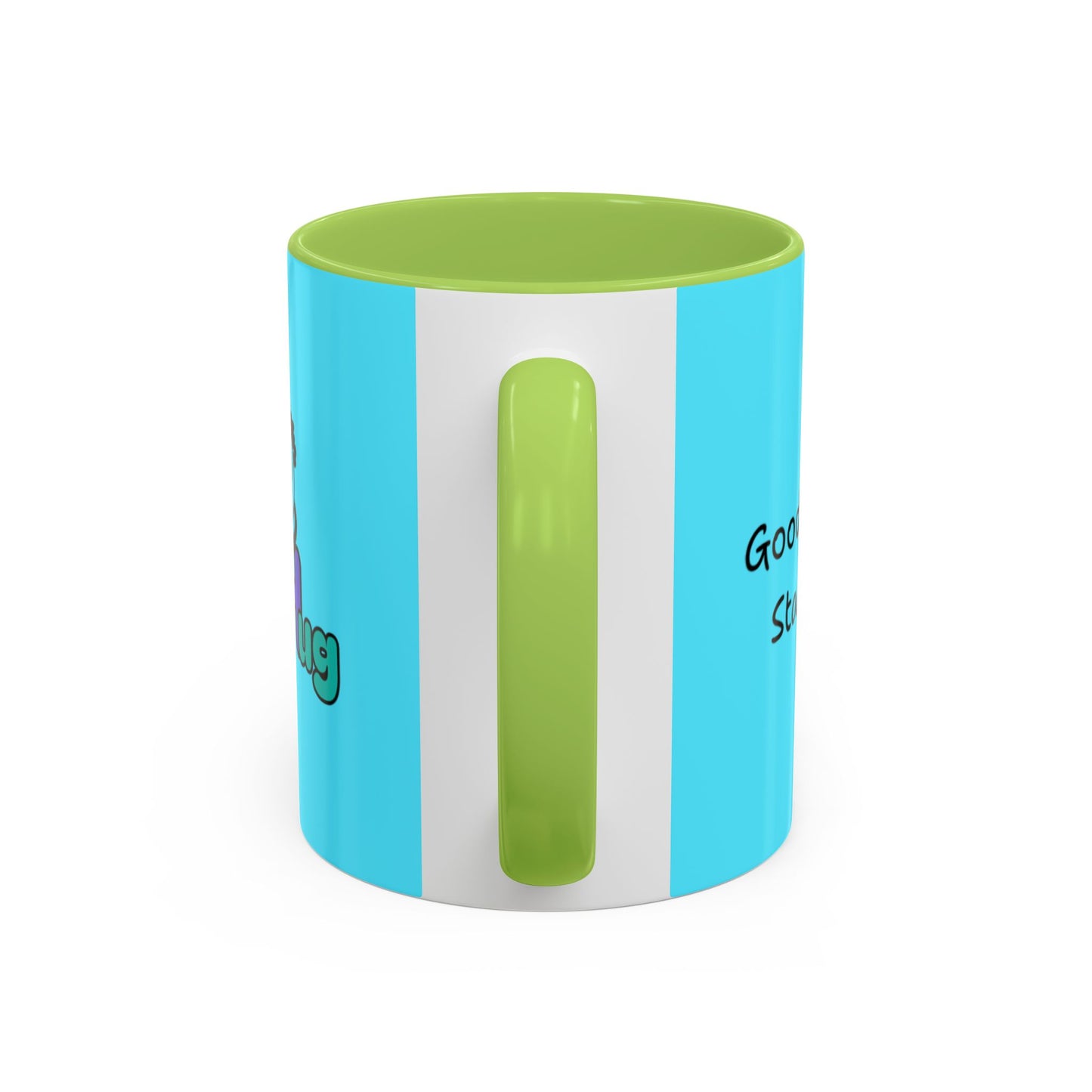 'Good Morning Starshine' Neon Cheerful Coffee Mug by PositiveHug - Turquoise exterior