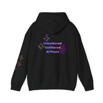 Unbothered Unfiltered At Peace Hoodie — Anti Social Media Graphic