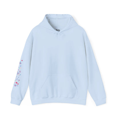Cute PositiveHug Logo Hoodie with Hearts - Back Graphic