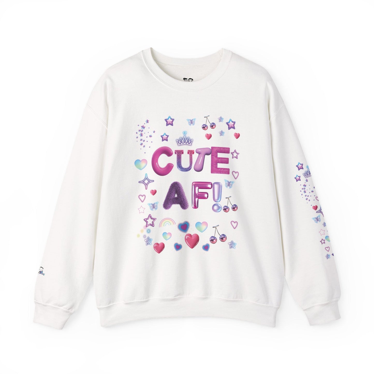 "Cute AF!" Kawaii Pastel Hearts & Stars Graphic Sweatshirt | PositiveHug