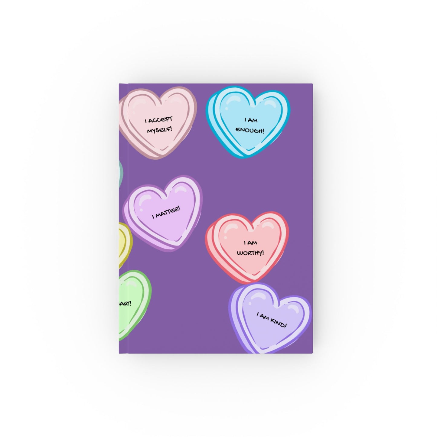 Self-Love Affirmation Candy Hearts Hardback Notebook | PositiveHug