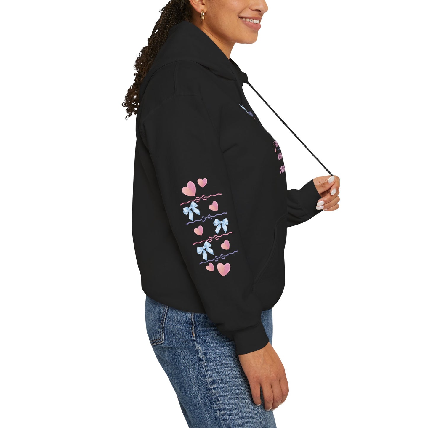 "Fierce When It Matters, Gentle When It Counts" Cute Pastel Bow & Hearts Hoodie | PositiveHug