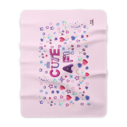 Cute AF Sherpa Blanket — Pink Heart & Stars Cosy Throw | PositiveHug