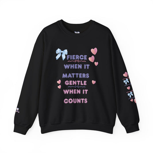 "Fierce When It Matters, Gentle When It Counts" Cute Pastel Coquette Sweatshirt | PositiveHug