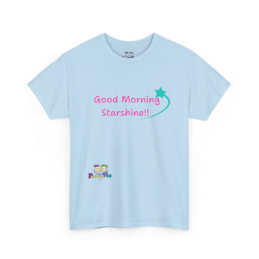 'Good Morning Starshine' Unisex Heavy Cotton Tee by PositiveHug - Design on Front