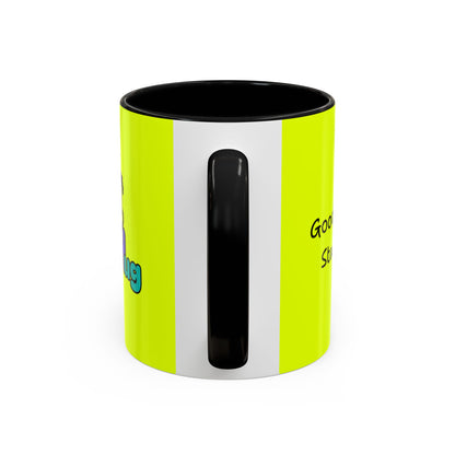 'Good Morning Starshine' Neon Cheerful Coffee Mug by PositiveHug - Yellow exterior