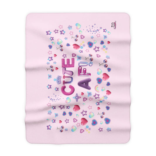 Cute AF Sherpa Blanket — Pink Heart & Stars Cosy Throw | PositiveHug