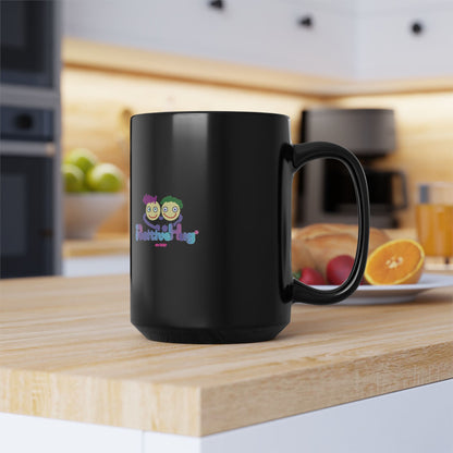'Try to be the Rainbow in Someone Else's 💩 Storm' Inspirational Black Ceramic Mug (11oz / 15oz) | PositiveHug