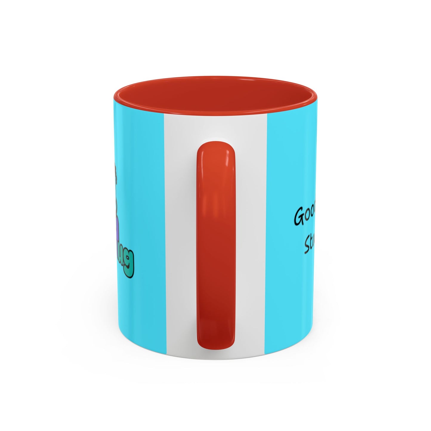 'Good Morning Starshine' Neon Cheerful Coffee Mug by PositiveHug - Turquoise exterior