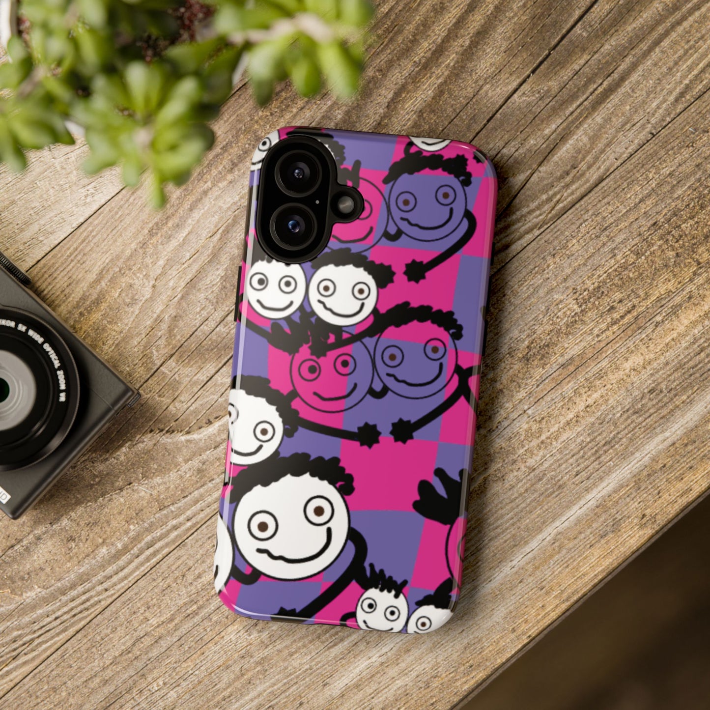 Positive Vibes Phone Case - By PositiveHug Happy, Colorful Tough Case - Pink & Purple