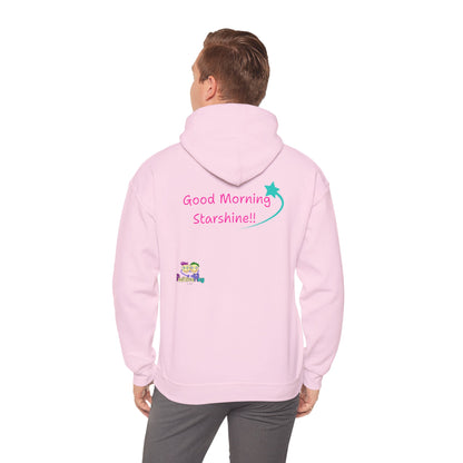 'Good Morning Starshine' Unisex Hooded Sweatshirt by PositiveHug - Design on back