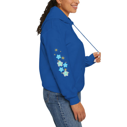 Bright Shoot for the Moon. Even if you miss, you'll land among the stars Hoodie - Cute Starry Moon Graphic
