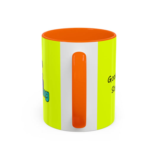 'Good Morning Starshine' Neon Cheerful Coffee Mug by PositiveHug - Yellow exterior